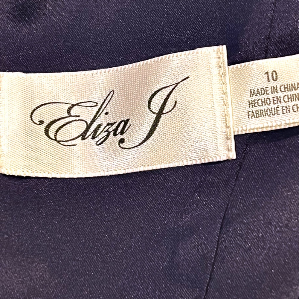 Eliza J High-Low Chiffon Gown V-Neck, Sleeveless, Navy Blue,‎ Size 10 - Picture 8 of 13